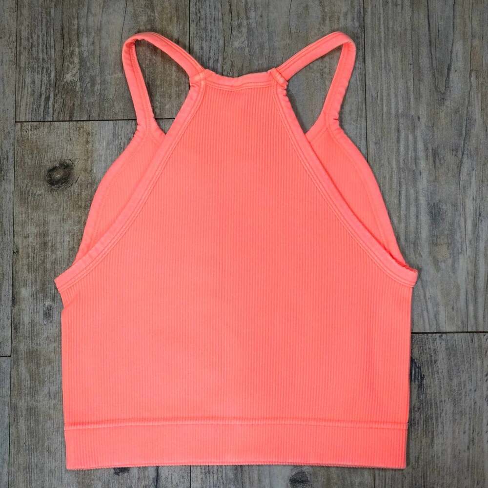 Zenana Mineral Washed Ribbed Racerback Crop Tank Tops - Picture 8 of 11